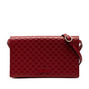 Gucci Guccissima Shoulder Wallet Bag Red Leather